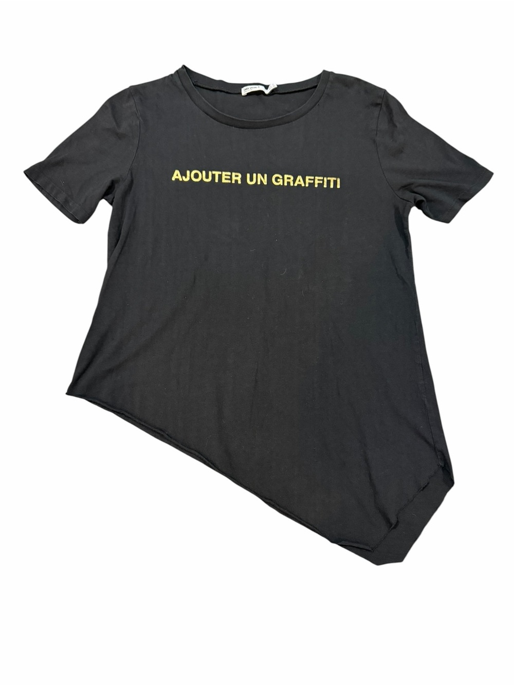 Zara Special-T Graphic Asymmetrical Tee‎ Black Size Medium